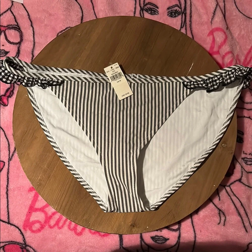 Aerie Black and White Striped Swim Bottoms - Picture 1 of 3